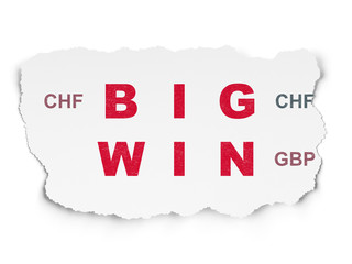 Finance concept: Big Win on Torn Paper background
