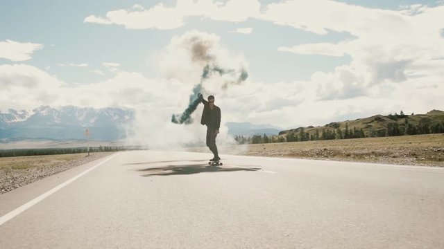 Cool skater doing a stunt on his skateboard