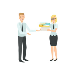 Managers Sharing The Files Teamwork Illustration