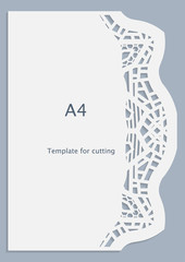 A4 paper lace greeting card, white pattern, cut-out template,  template congratulation, perforation pattern,  vector