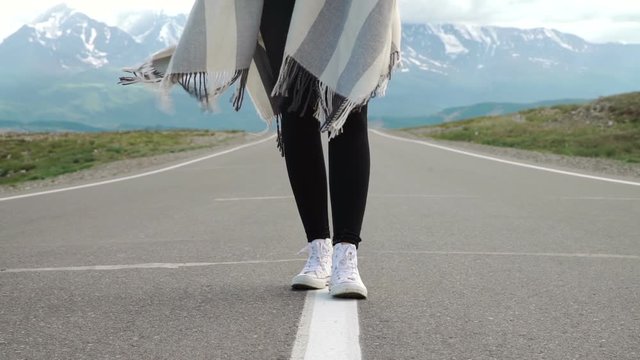 Close up of person walking on mountain