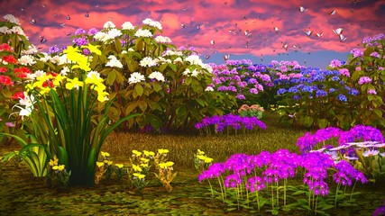 Naklejka premium Summer wildflowers on meadow 3d rendering