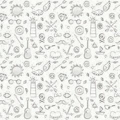 Obraz premium Hipster Sketch Seamless Background