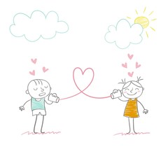 Love message concept in hand drawn style