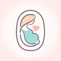 Pregnant woman in hand drawn style