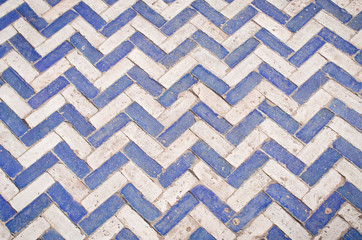 Blue and white ceramic pavement