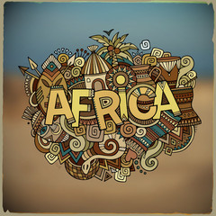 Africa ethnic hand lettering and doodles elements