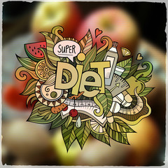 Diet hand lettering and doodles elements emblem
