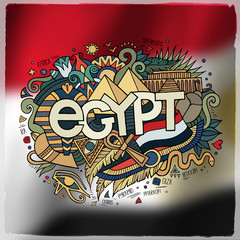 Egypt country hand lettering and doodles elements