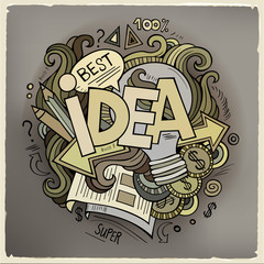 Idea hand lettering and doodles cartoon elements background