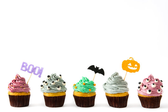 Halloween Cupcakes Isolated On White Background
