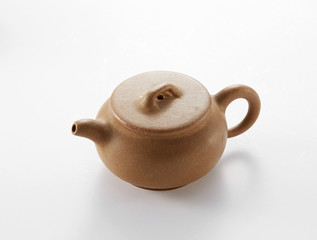 Chinese teapots on white background