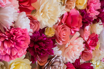Artificial pink and cream ross for decoration wedding party.