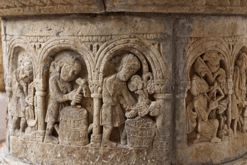 Antique sculpted water well in Roc de Sant Gaieta