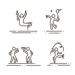sports thin line vector icons set pictograms