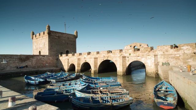 fisherman boats in a coastal town morocco