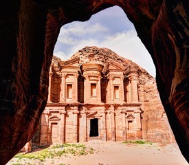 The Monastery is beautifully carved, though much less decorated than the Treasury, and so huge that even the doorway is several stories tall