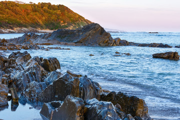 Sunrise ocean view from beach (Bay of Biscay).