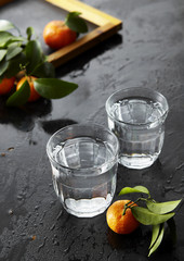 Glass, background in the wood

