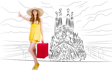 Young woman travelling to Spain to see Sagrada Familia