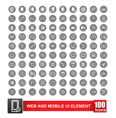 Set of 100 icon with background for web and mobile smart phone u