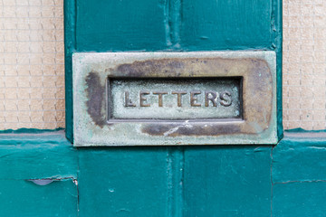 close up of vintage mailbox