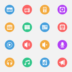 Fototapeta premium Music flat icons