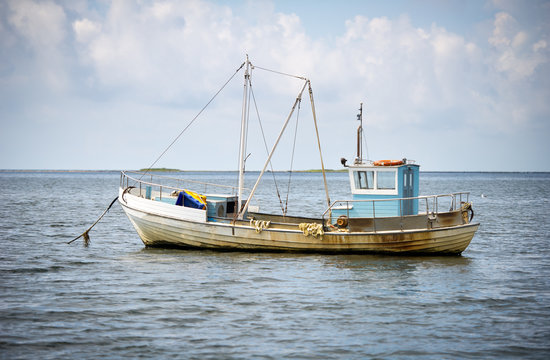 A small fishing boat in Baltic sea near Saaremaa island, Estonia, Europe