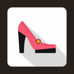 Pink shoes icon in flat style on a baby whute background