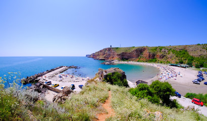 Bolata-Strand Bulgarien. Berühmte Bucht in der Nähe von Cape Kaliakra