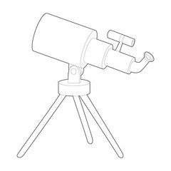 Telescope icon in outline style on a white background