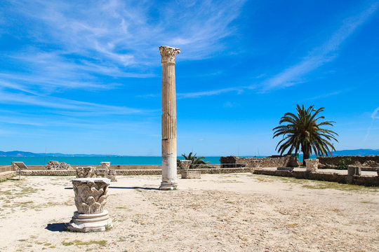 The old Roman empire ruins in Carthage - Tunisia