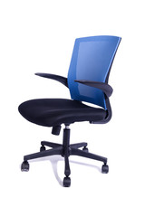 Blue office chair isolated on the white background