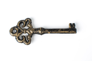 Old key, isolated on white background