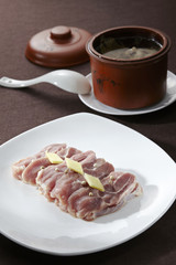 Chinese Cuisine food,pork soup in pot

