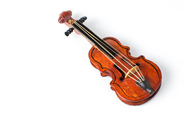Fototapeta na wymiar Mini violin, isolated on white background