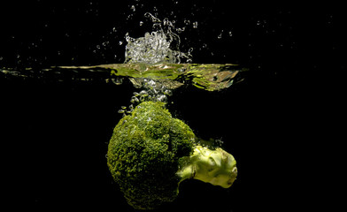 Photo of vegetables dropped under water