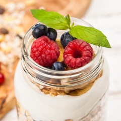 Muesli with berries dessert