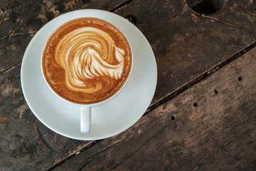 Top view of a cup of coffee.