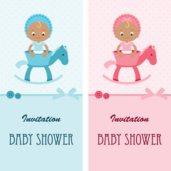 Baby shower boy and girl invitation cards