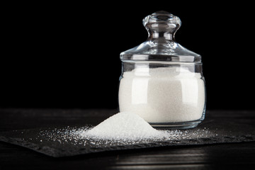 White refined sugar in a bowl