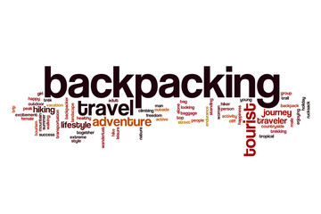 Backpacking word cloud concept