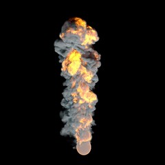 Realistic fiery explosion.Isolated on black background.