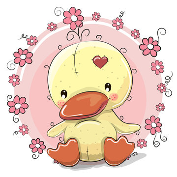 Duck with flowers