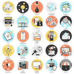 Flat conceptual icons set of banking and finance