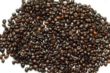 Roasted coffee bean on white background