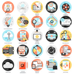 Flat conceptual icons set of search engine optimization