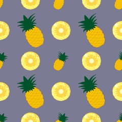Tropical juicy background. Pineapple vector background. Pineapple vector seamless pattern. Fresh design for printing on fabric, packaging, paper, bags, clothes. menu.  