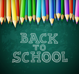Back to school vector background with chalk board and pencils