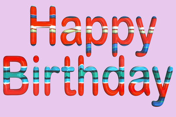 Happy Birthday colorful  lettering three dimensional isolated.